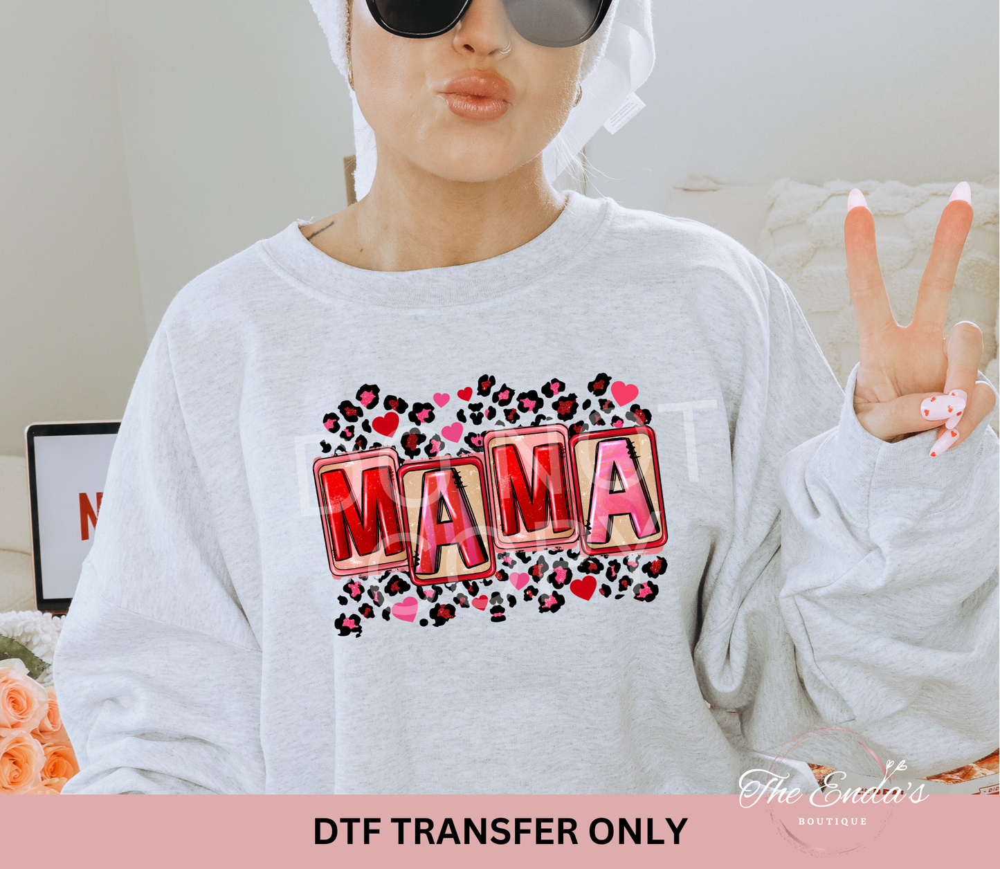 Leopard Mama Pink & Red DTF Transfer