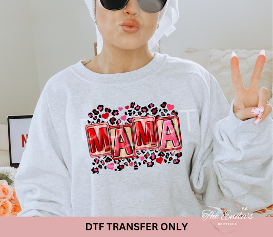 Leopard Mama Pink & Red DTF Transfer