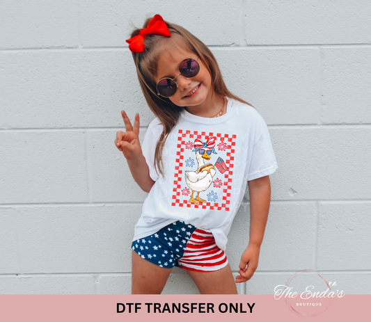 4th of July Goose With Bow DTF Transfer