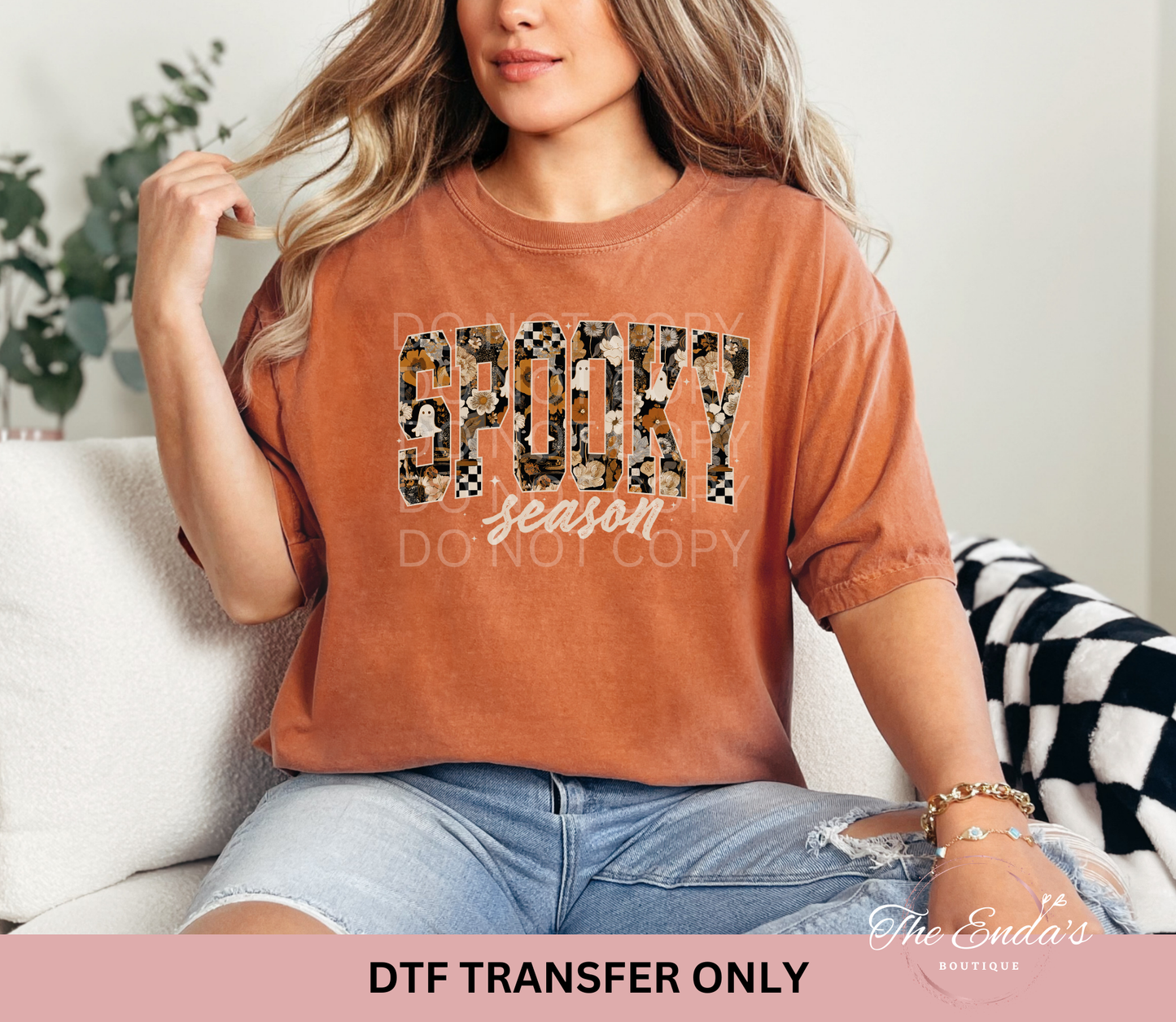 Boho Floral Pattern Spooky Season DTF Transfer