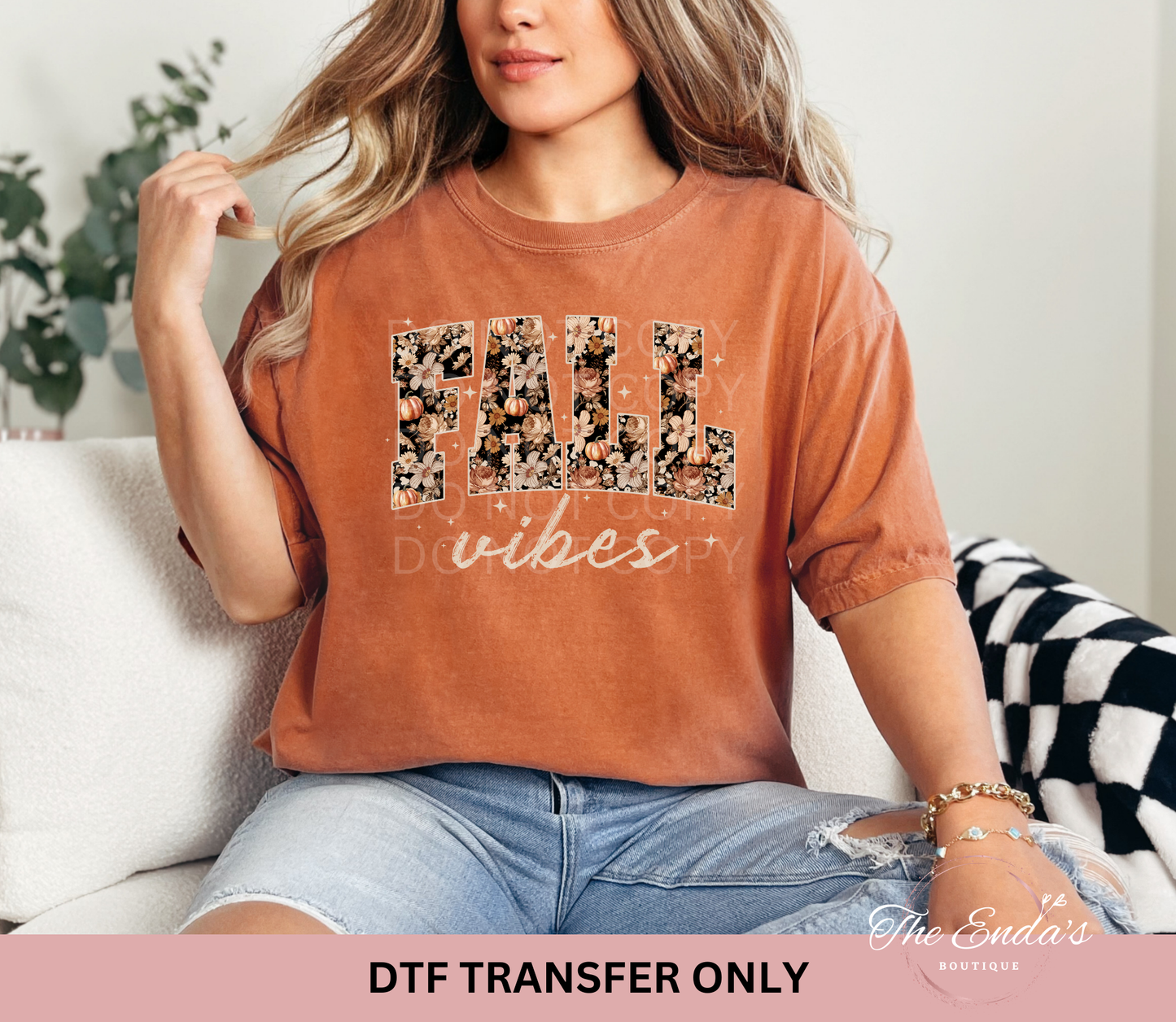 Boho Floral Pattern Fall Vibes DTF Transfer