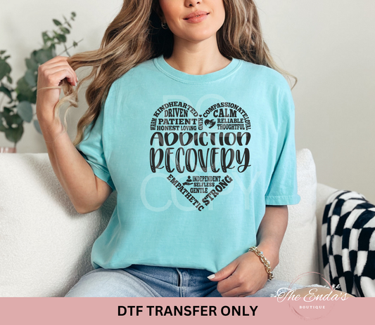 Addiction Recovery Heart DTF Transfer