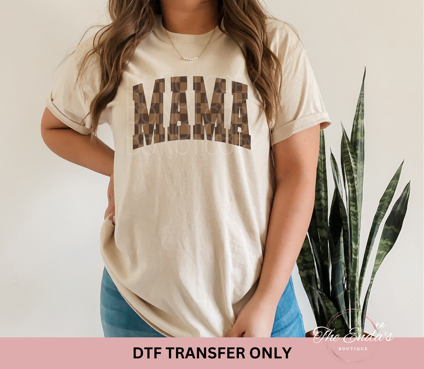 Tan Checkered Mama DTF Transfer