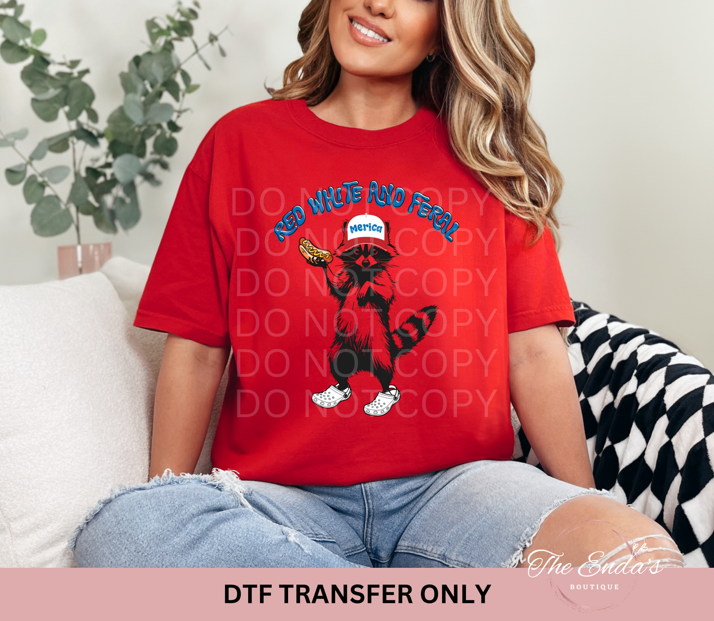 Red White And Feral DTF Transfer