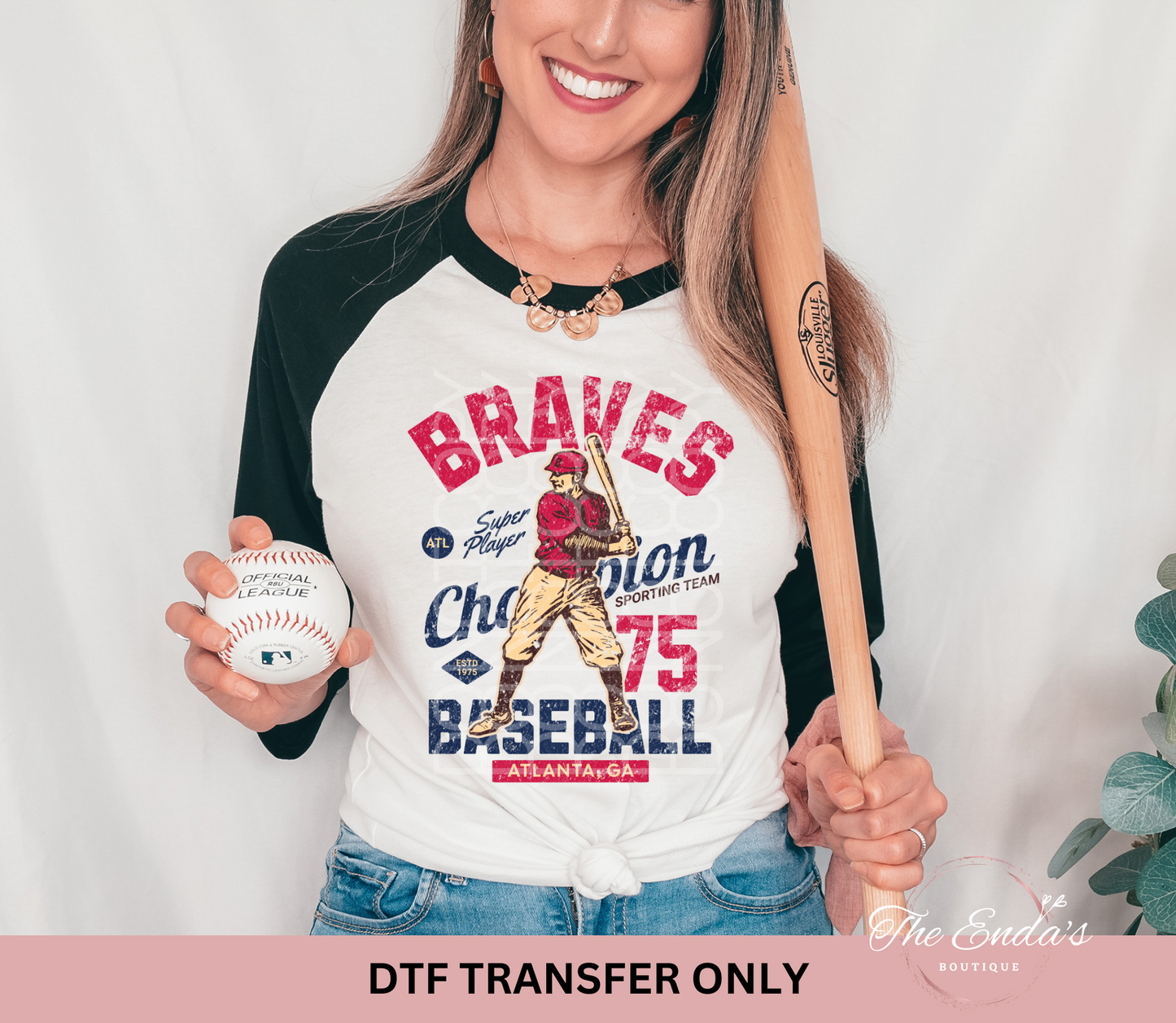 Vintage Braves Baseball DTF Transfer