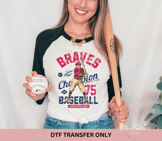 Vintage Braves Baseball DTF Transfer