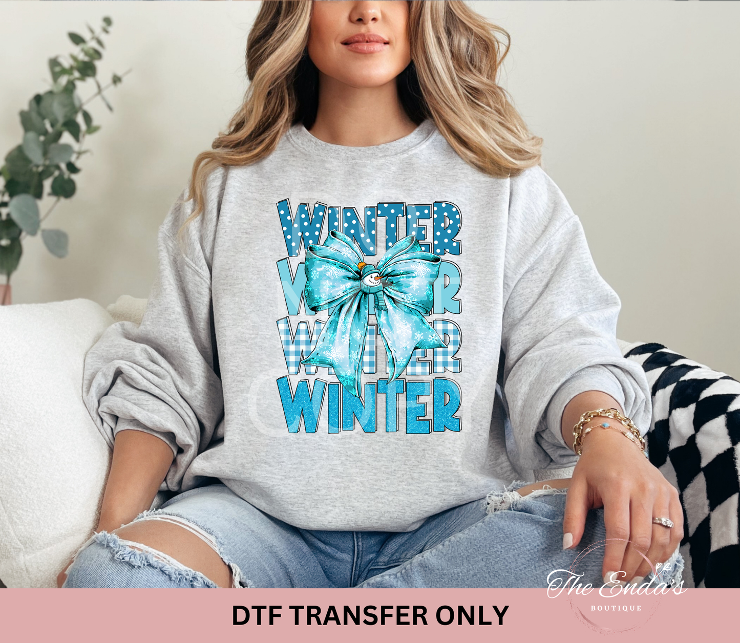 Winter Snowman Bow DTF Transfer