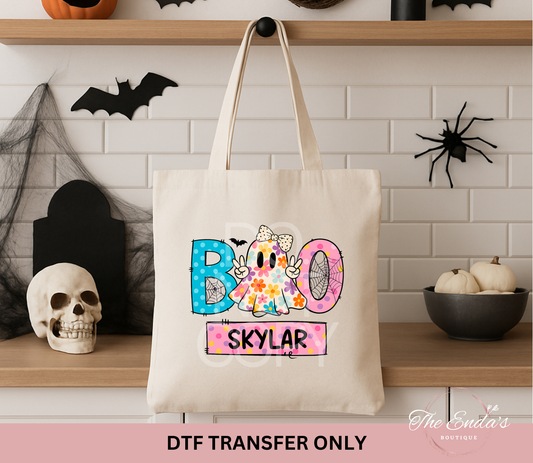 Personalized Floral/Polka-Dot Boo DTF Transfer