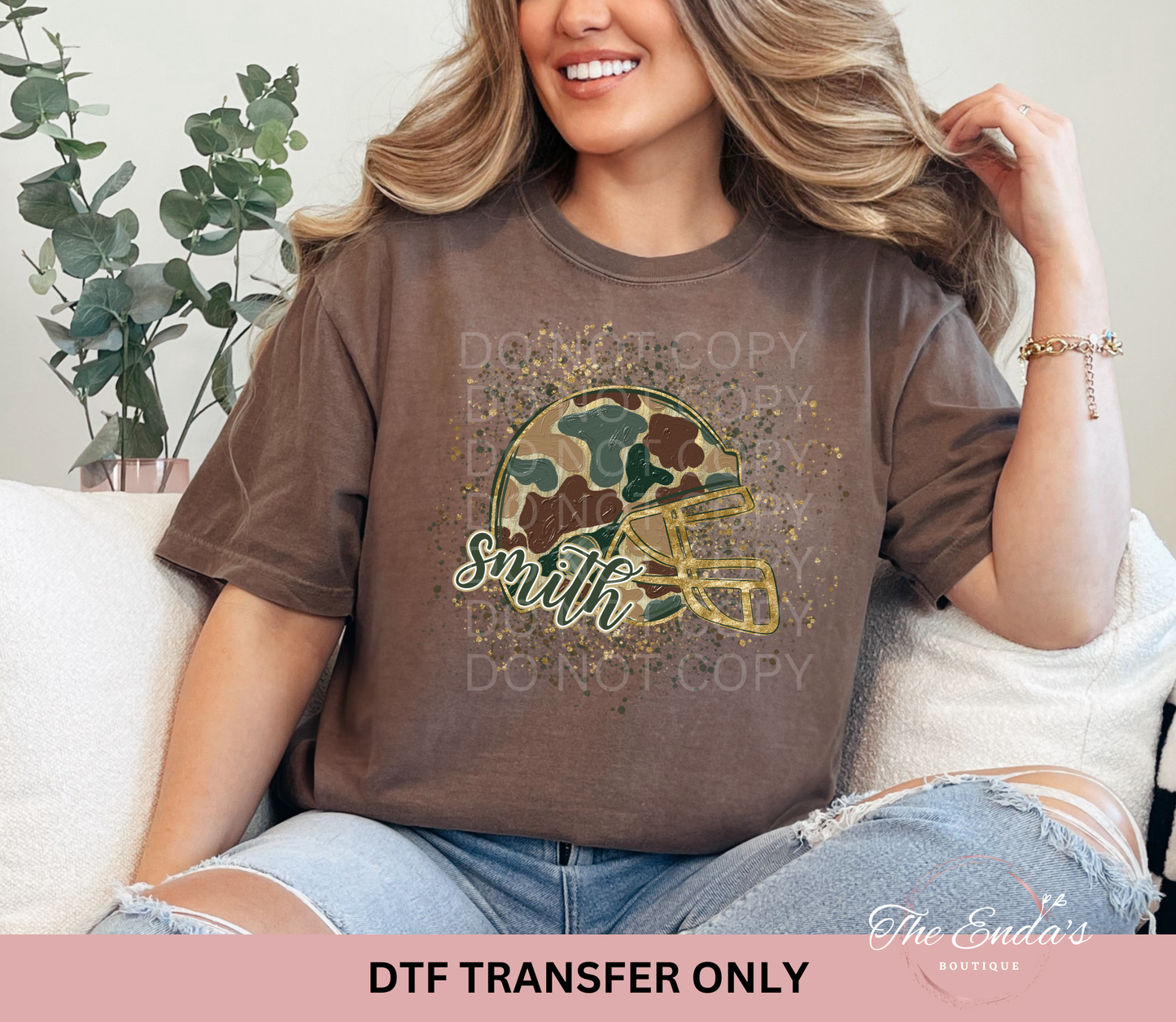 Personalized Splattered Camo Helmet DTF Transfer (YOU DON'T HAVE TO ADD A PERSONALIZATION)