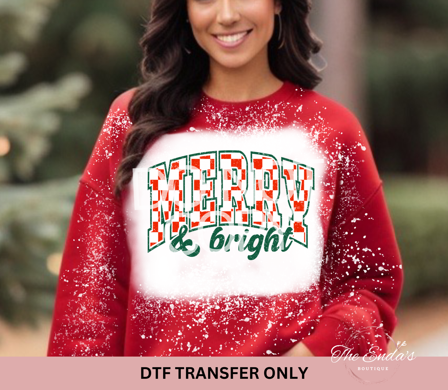 Checkered Merry & Bright DTF Transfer