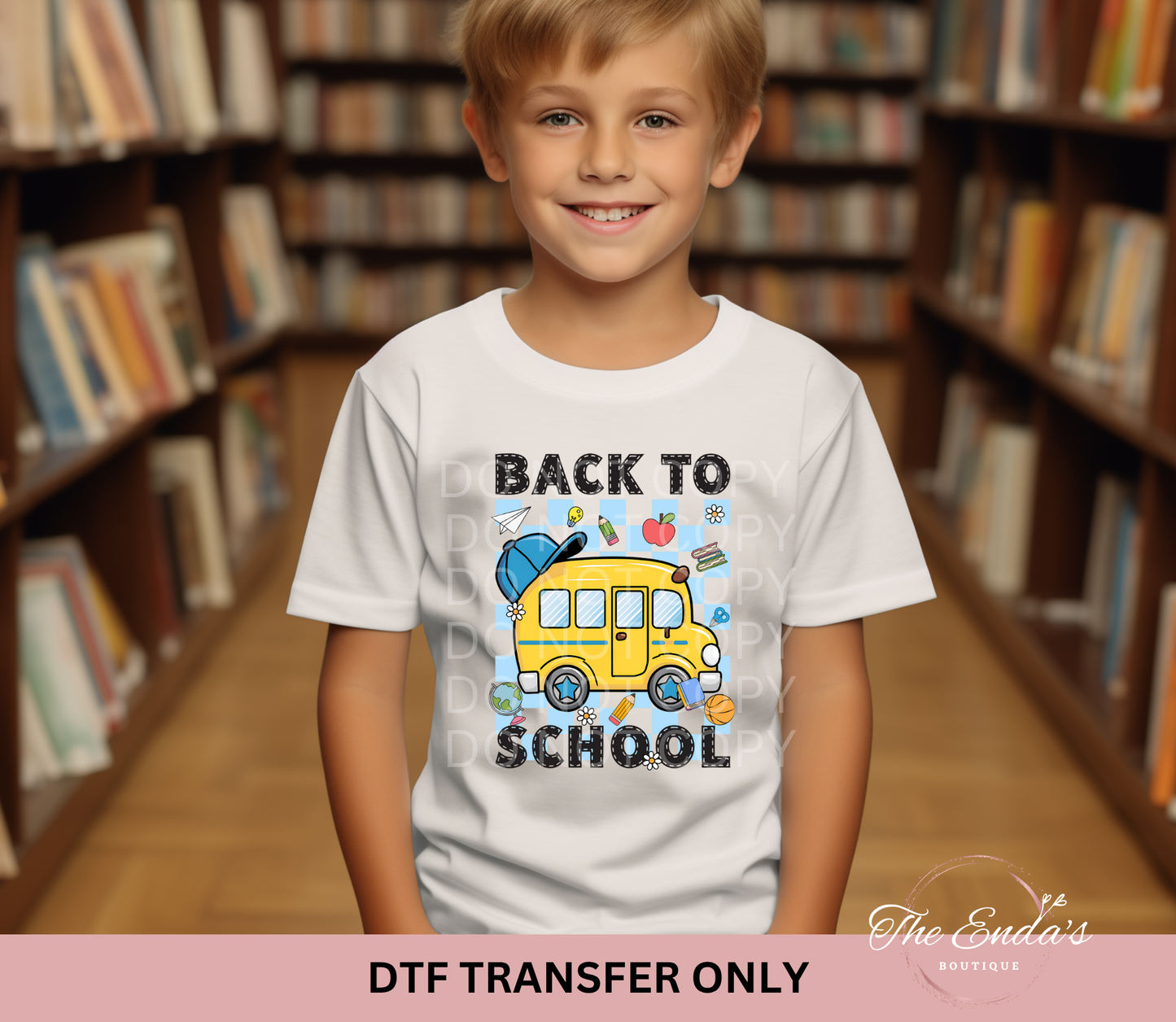 Blue Checkered Back To School DTF Transfer