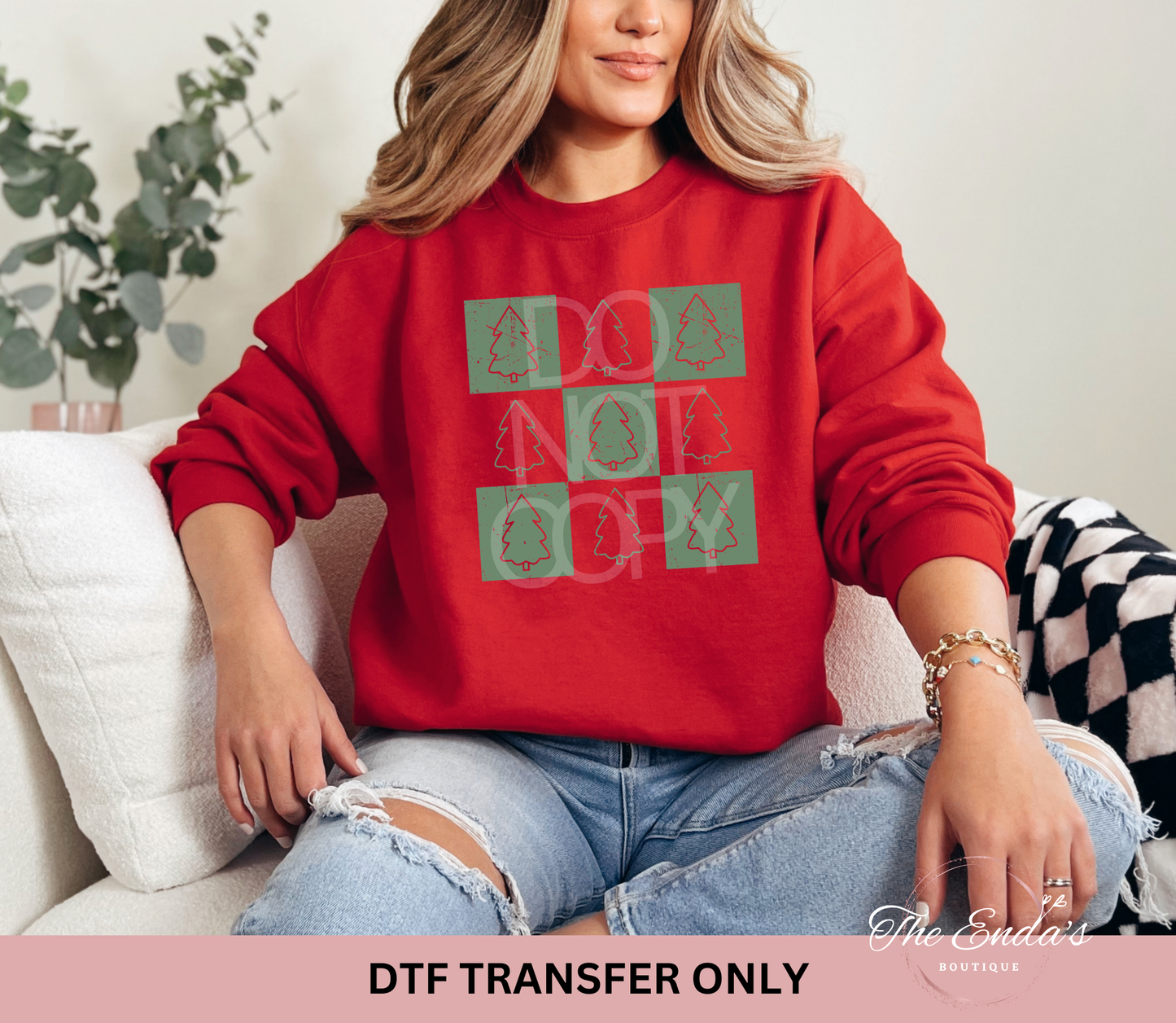 Checkered Christmas Trees DTF Transfer