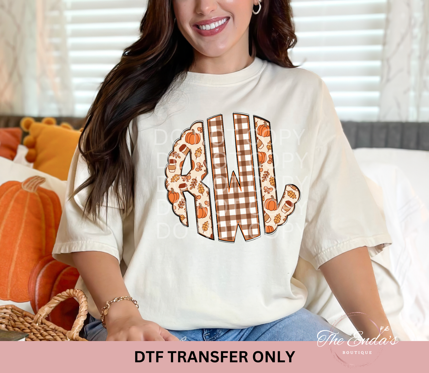 Brown Checkered/Fall Monogram DTF Transfer