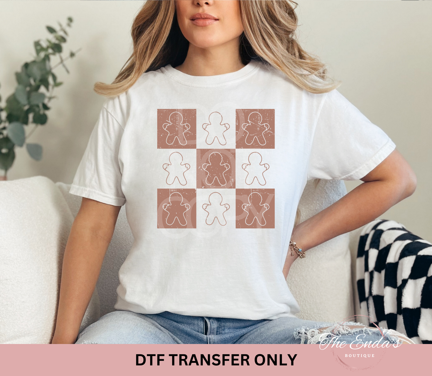 Checkered Gingerbread DTF Transfer