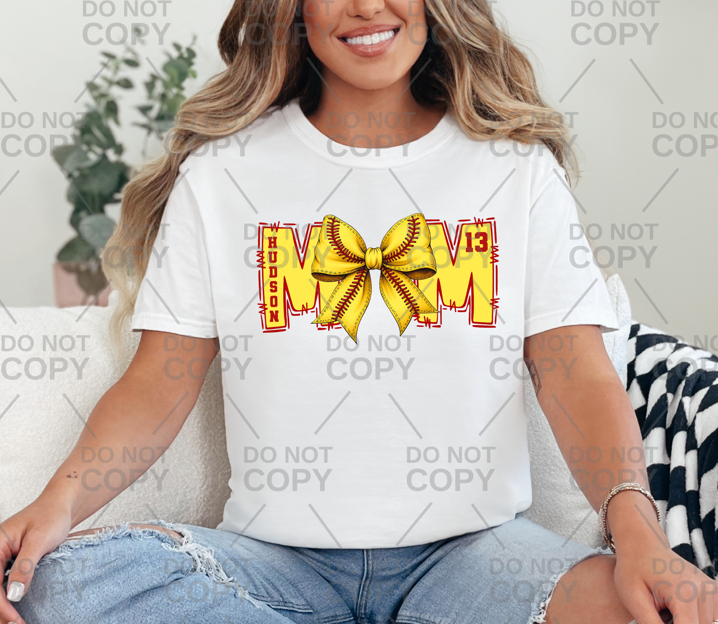Personalized Softball Mom Bow DTF Transfer