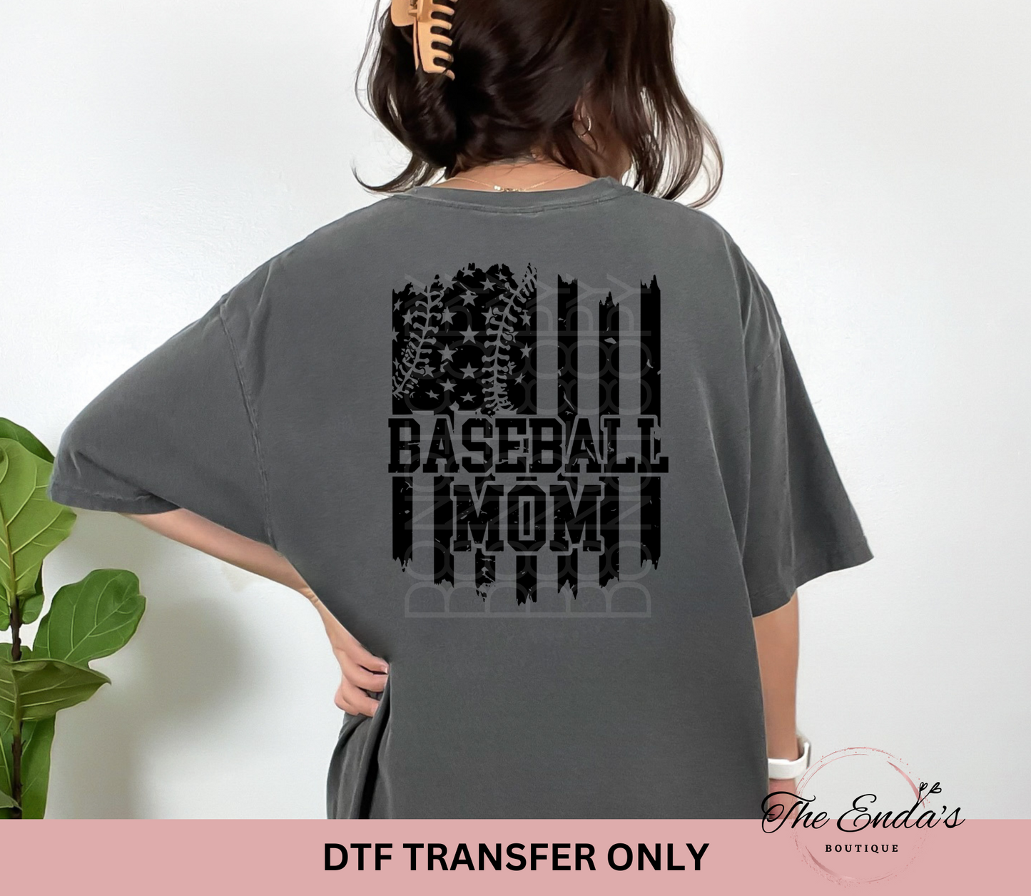 Baseball Mom Flag DTF Transfer
