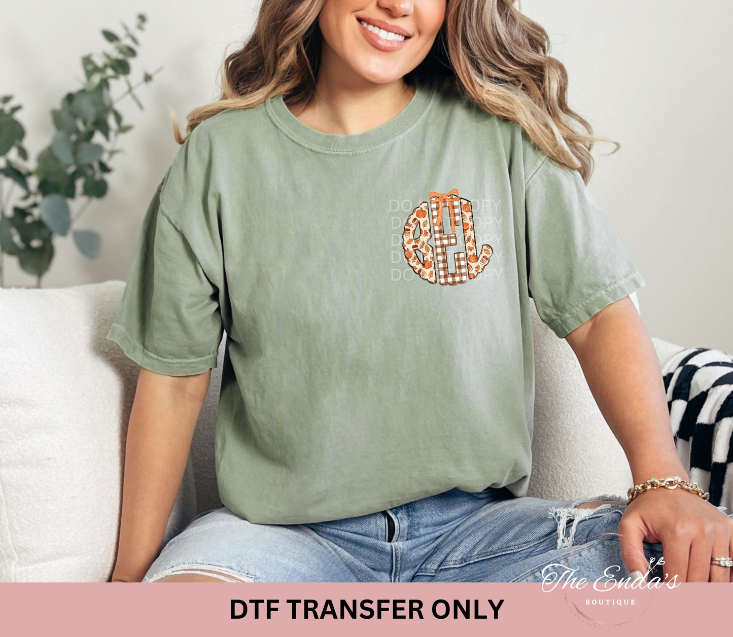 Brown Checkered/Fall Monogram DTF Transfer