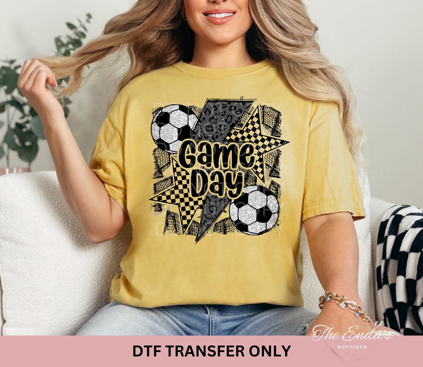 Faux Sequin Soccer Game Day DTF Transfer