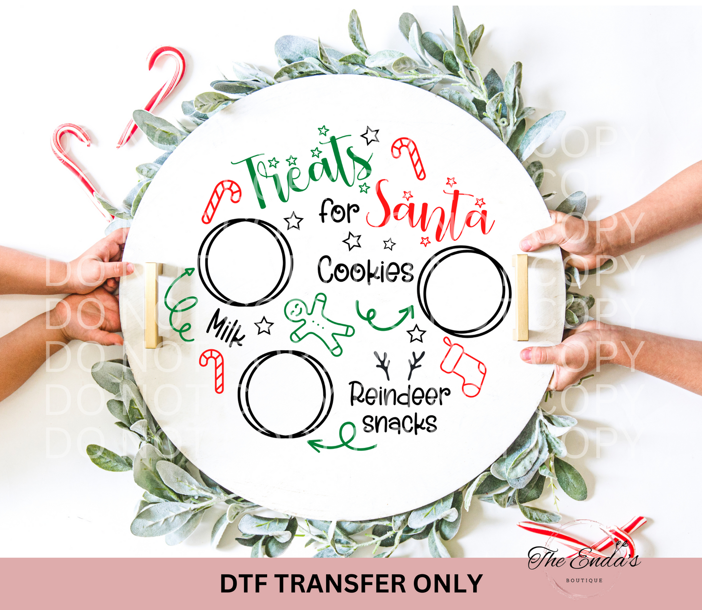 Round "Treats For Santa" Tray/Placemat DTF Transfer
