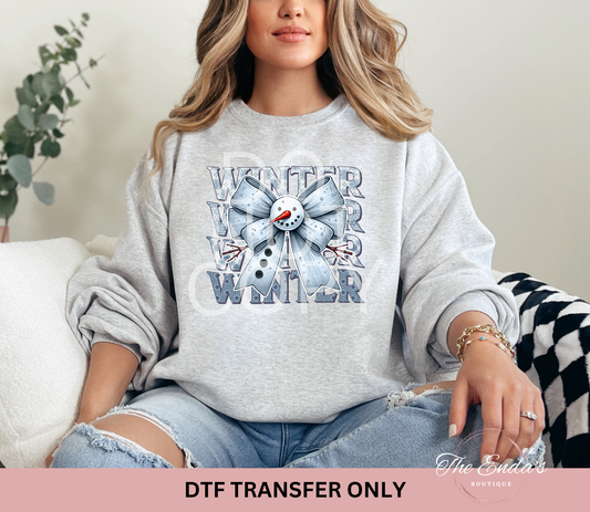 Winter Snowman Bow DTF Transfer