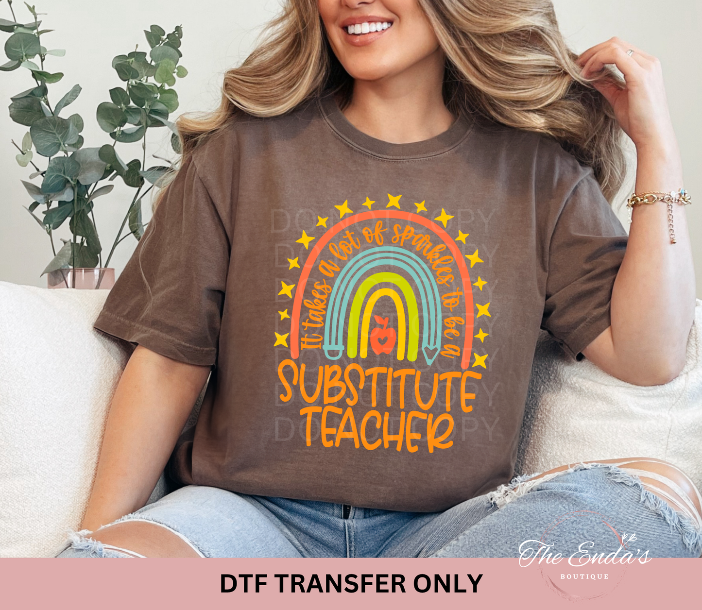 Substitute Teacher Rainbow DTF Transfer