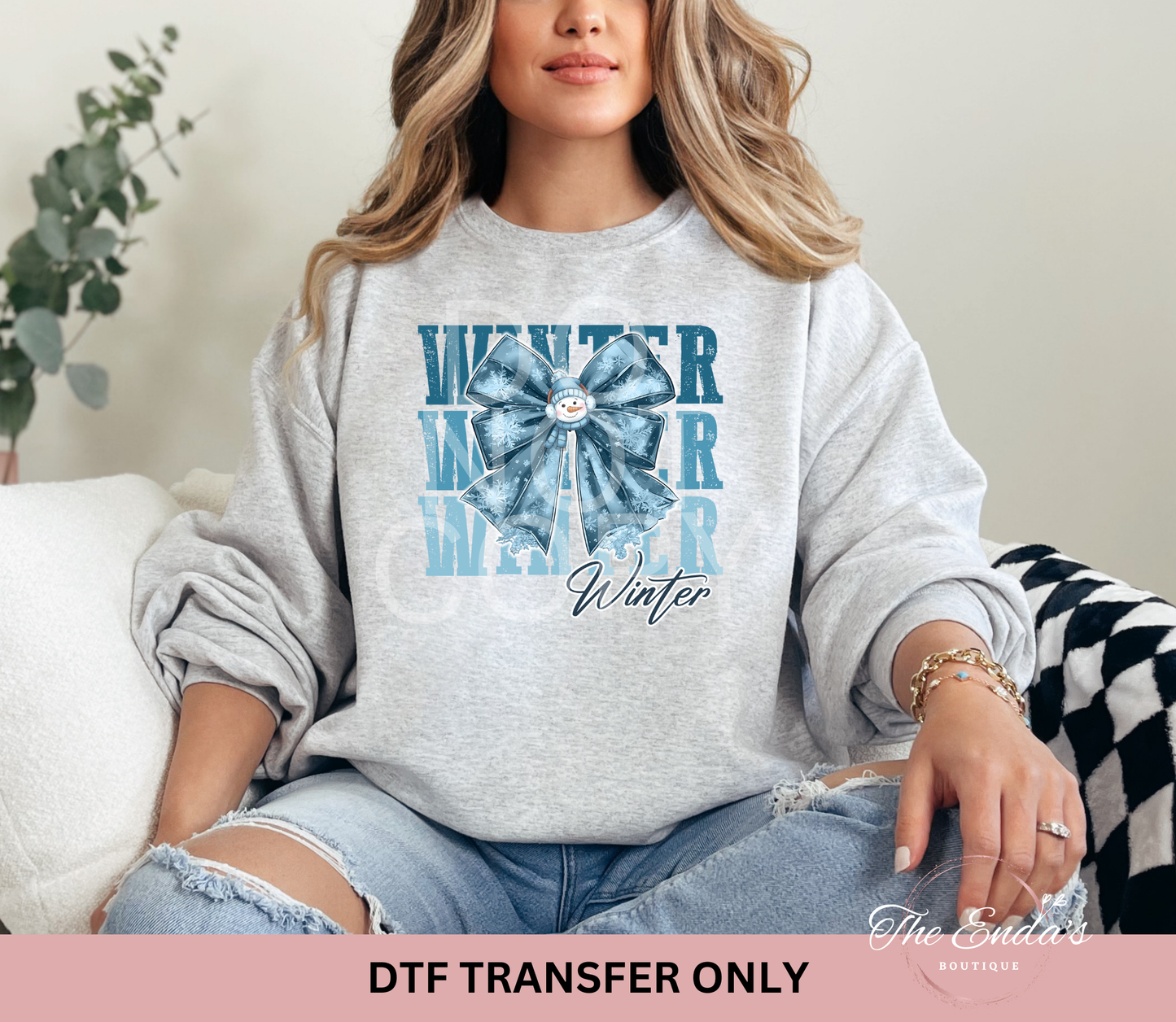Winter Snowflake Bow DTF Transfer