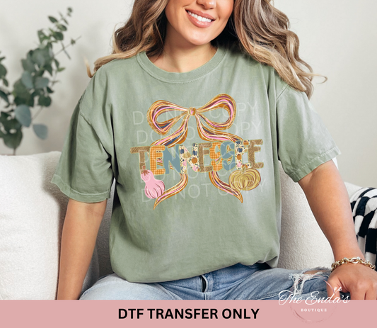 Personalized Fall Pumpkin Bow DTF Transfer