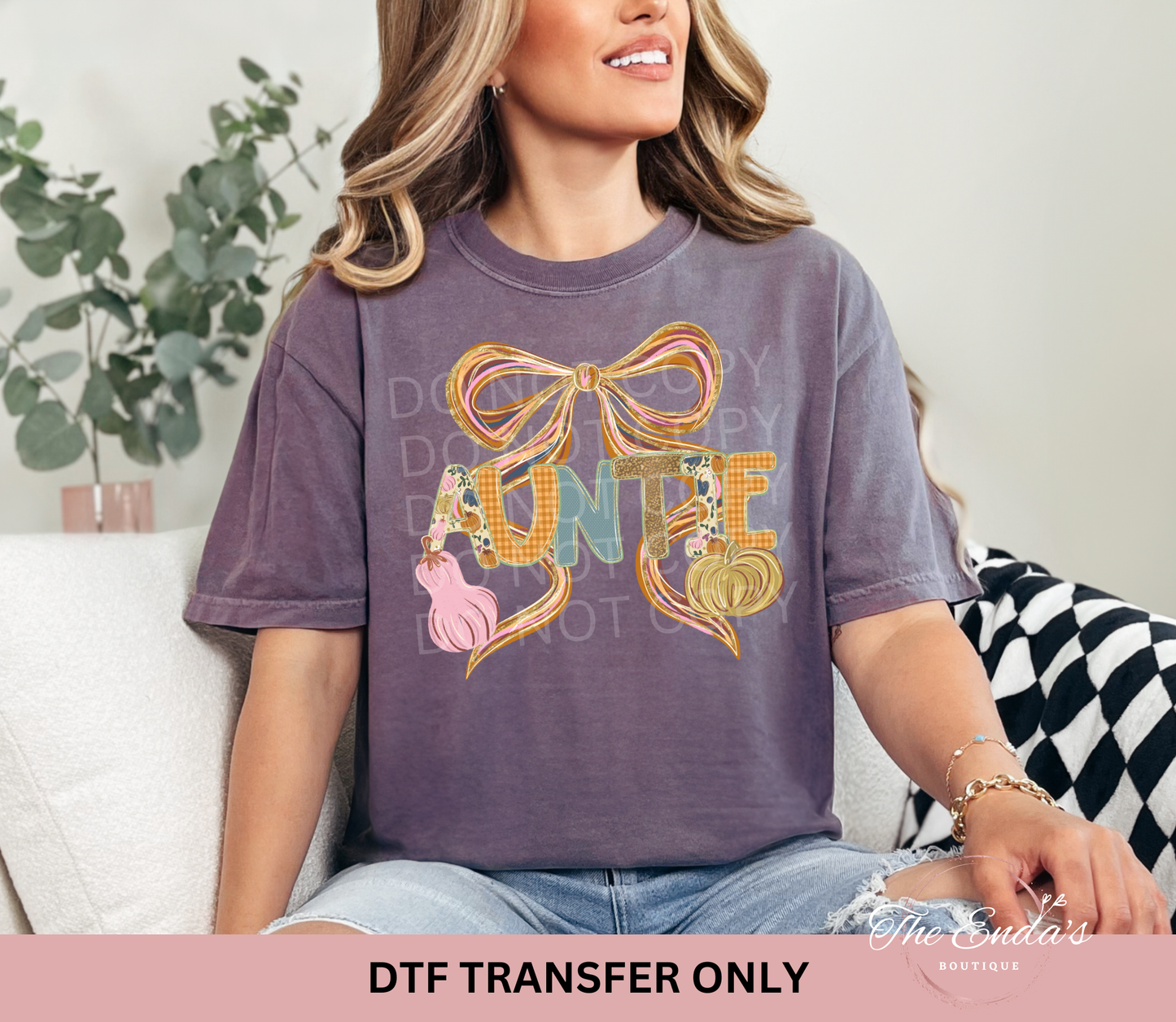 Personalized Fall Pumpkin Bow DTF Transfer