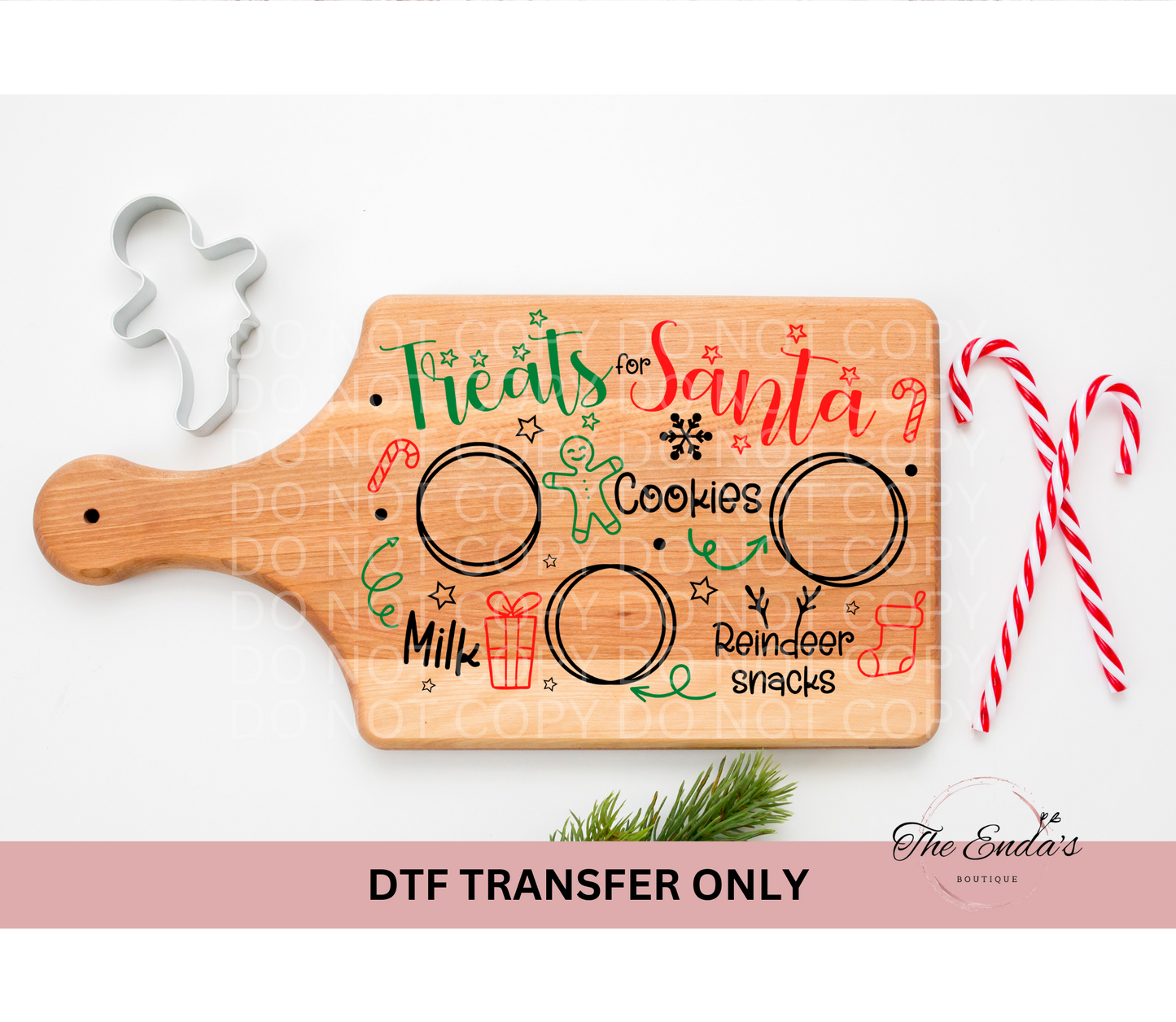 Rectangle "Treats For Santa" Tray/Placemat DTF Transfer