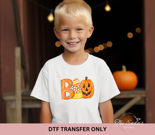 Boo Candy Corn Pumpkin DTF Transfer