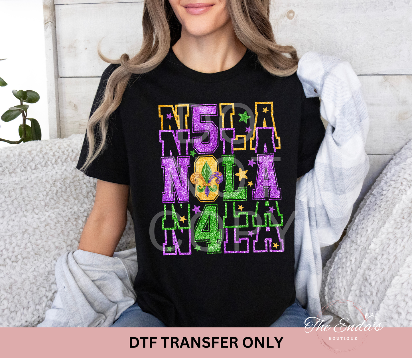 NOLA 504 Faux Glitter DTF Transfer