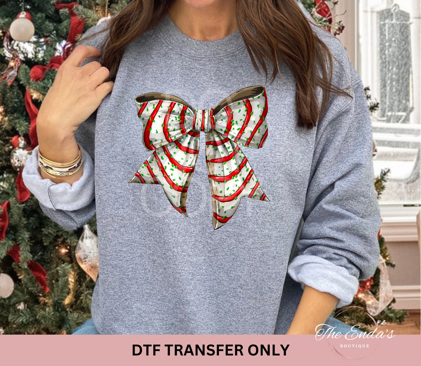 Christmas Tree Cake Bow DTF Transfer