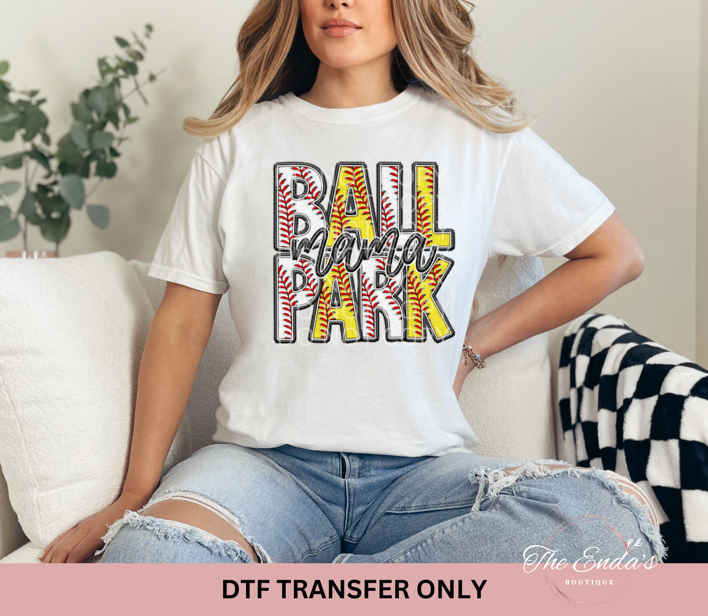 Ballpark Mama Faux Embroidery DTF Transfer