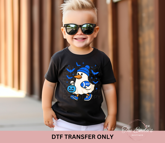 BLUE Halloween Football Ghost Goose DTF Transfer