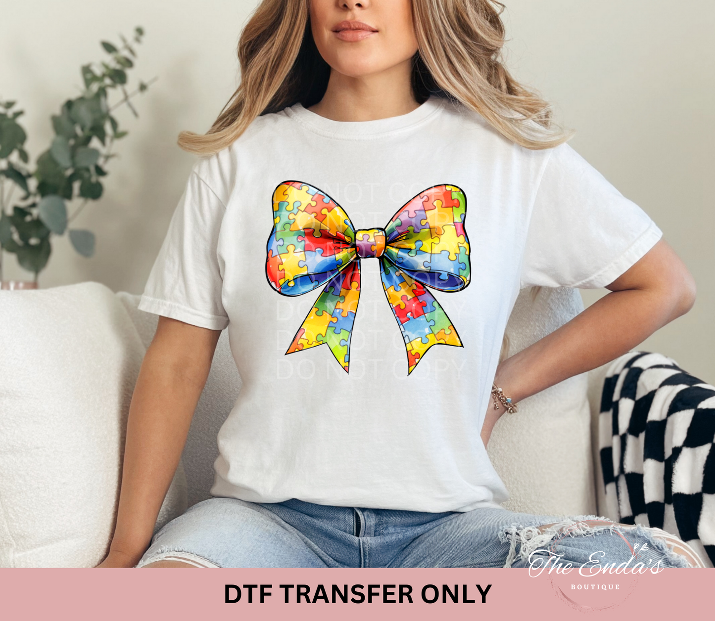 Autism Awareness Bow DTF Transfer