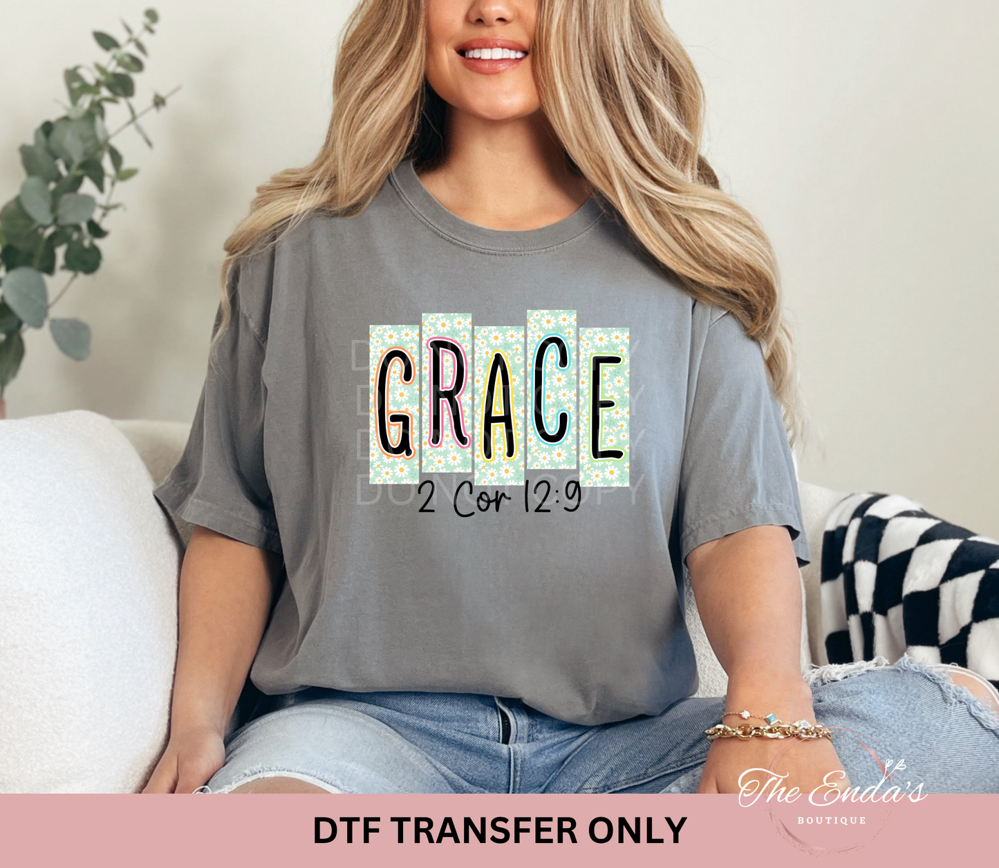 Daisy Floral Bible Verse GRACE DTF Transfer