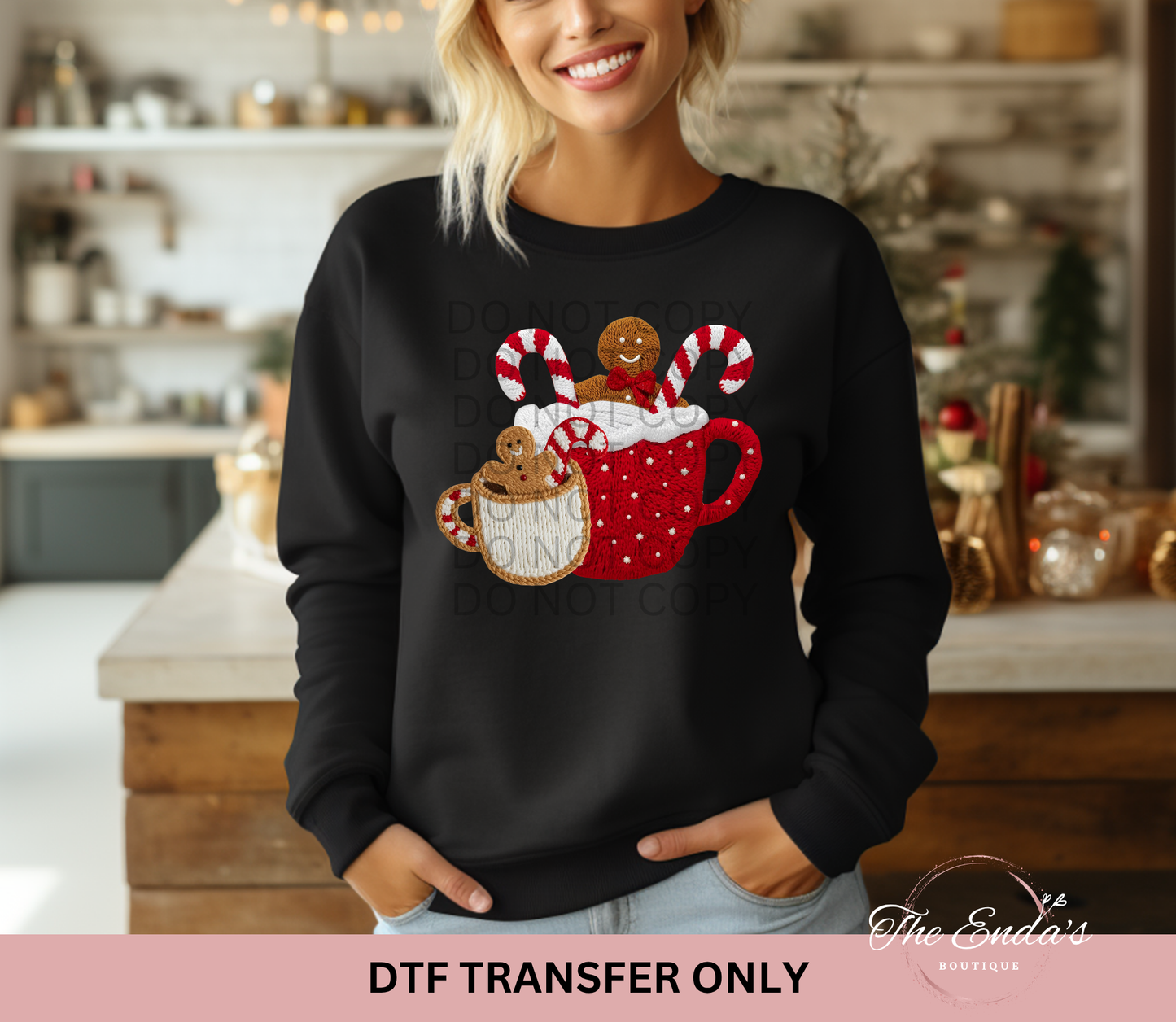 Faux Yarn Hot Cocoa DTF Transfer