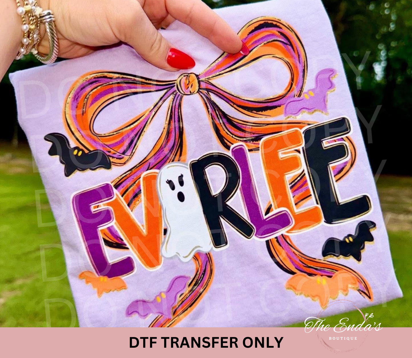 Personalized Spooky Halloween (AVAILABLE WITH/WITHOUT BOW) DTF Transfer