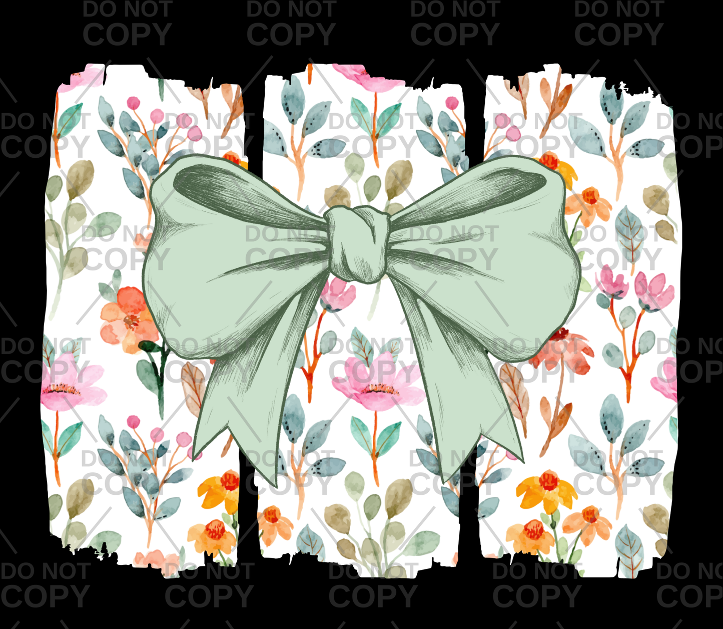 Watercolor Floral Coquette Split Brushstroke DTF Transfer