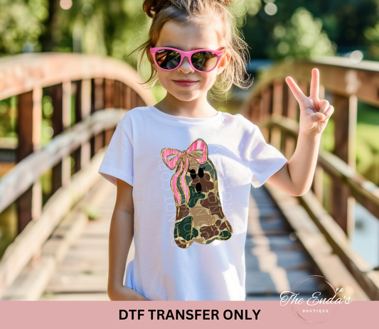 Camo Ghost With Bow DTF Transfer