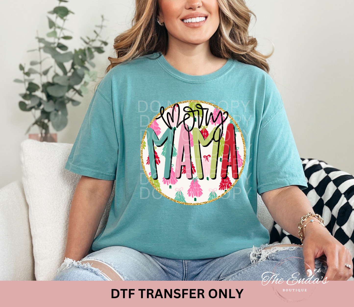 Merry Mama Brushstroke Trees DTF Transfer