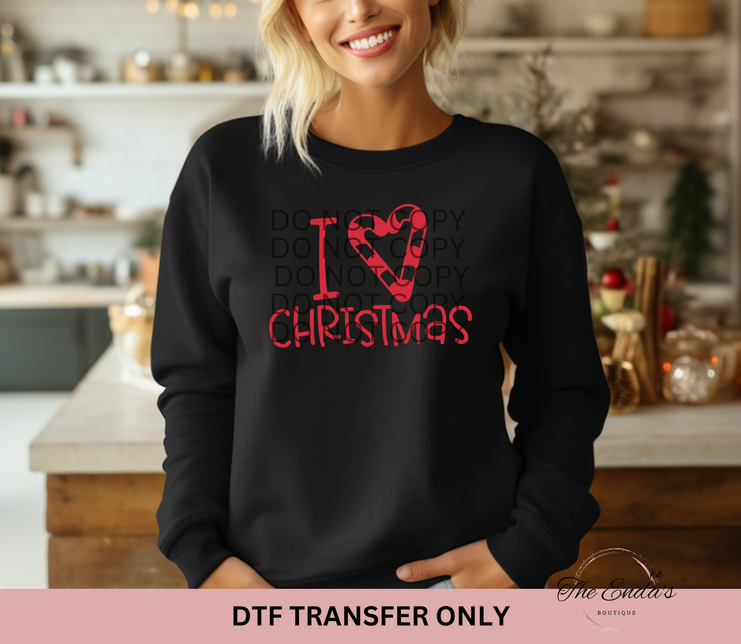 I Love Christmas DTF Transfer