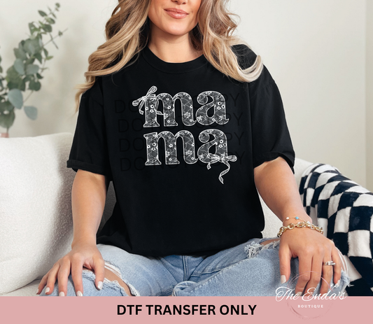 Mama Coquette White Lace DTF Transfer
