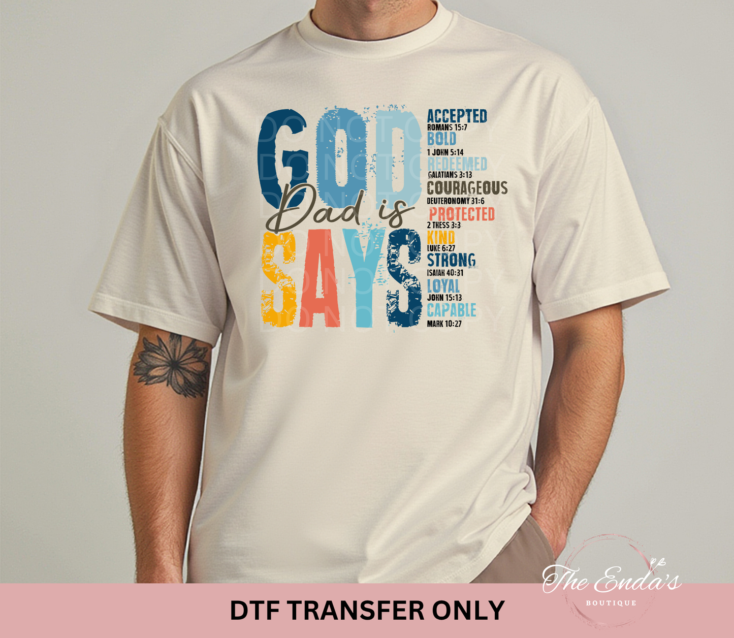 God Says Dad Is DTF Transfer