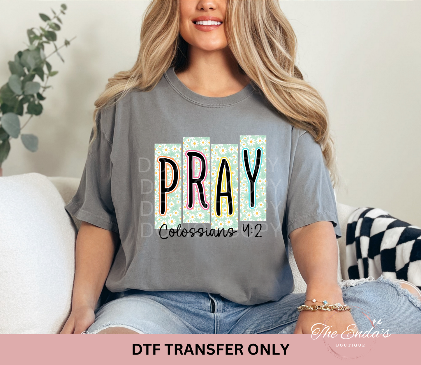 Daisy Floral Bible Verse PRAY DTF Transfer