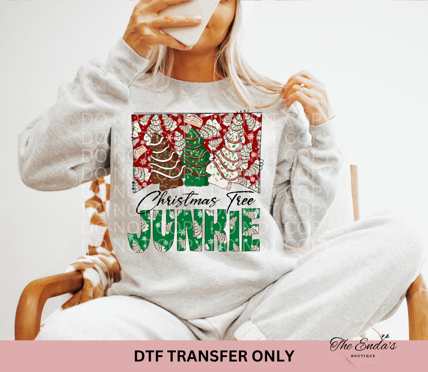 Christmas Tree Junkie DTF Transfer