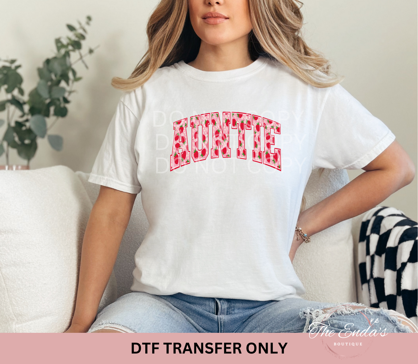 Auntie Strawberry Floral DTF Transfer
