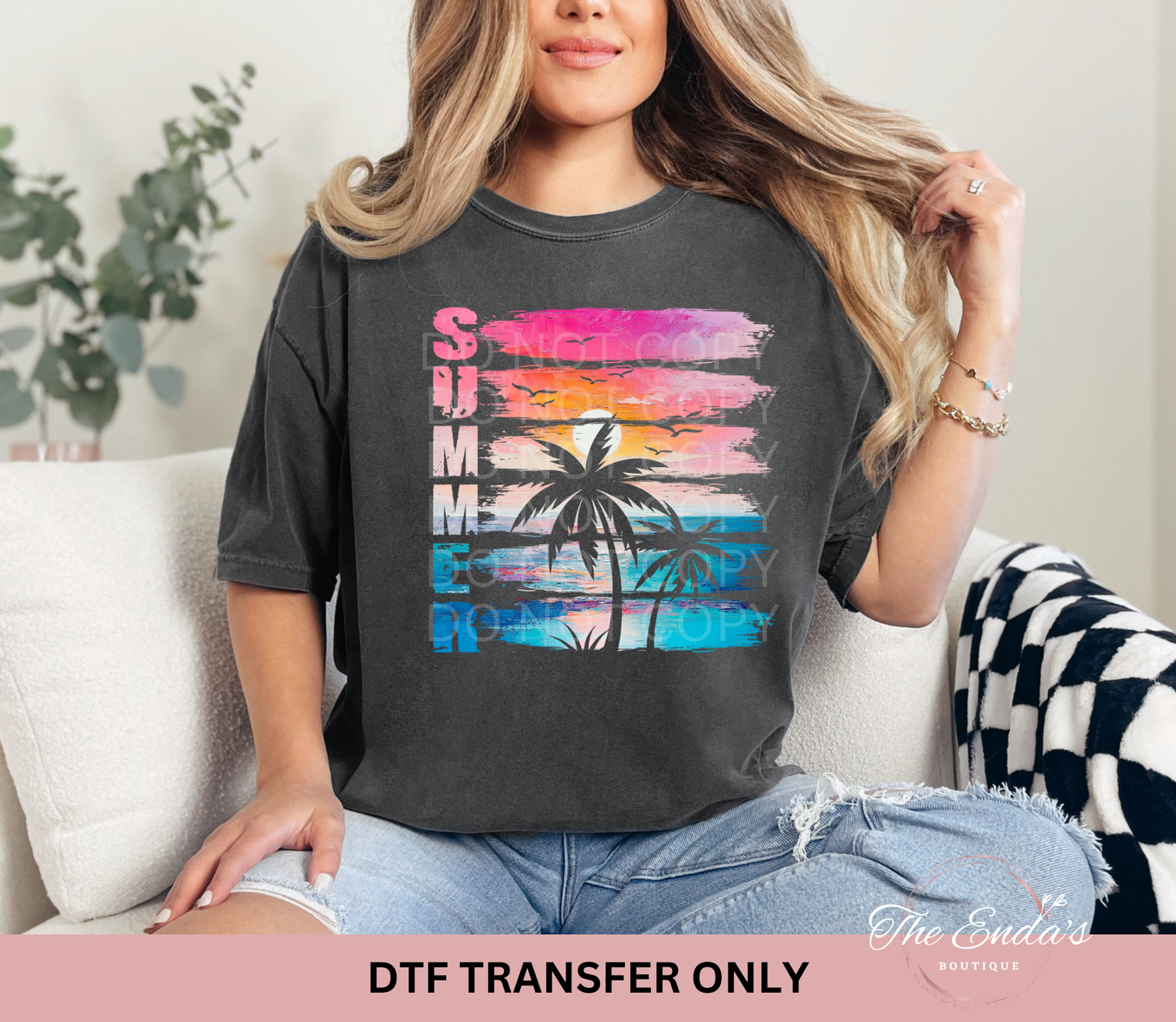 Brushstroke Summer Sunset Palm Trees