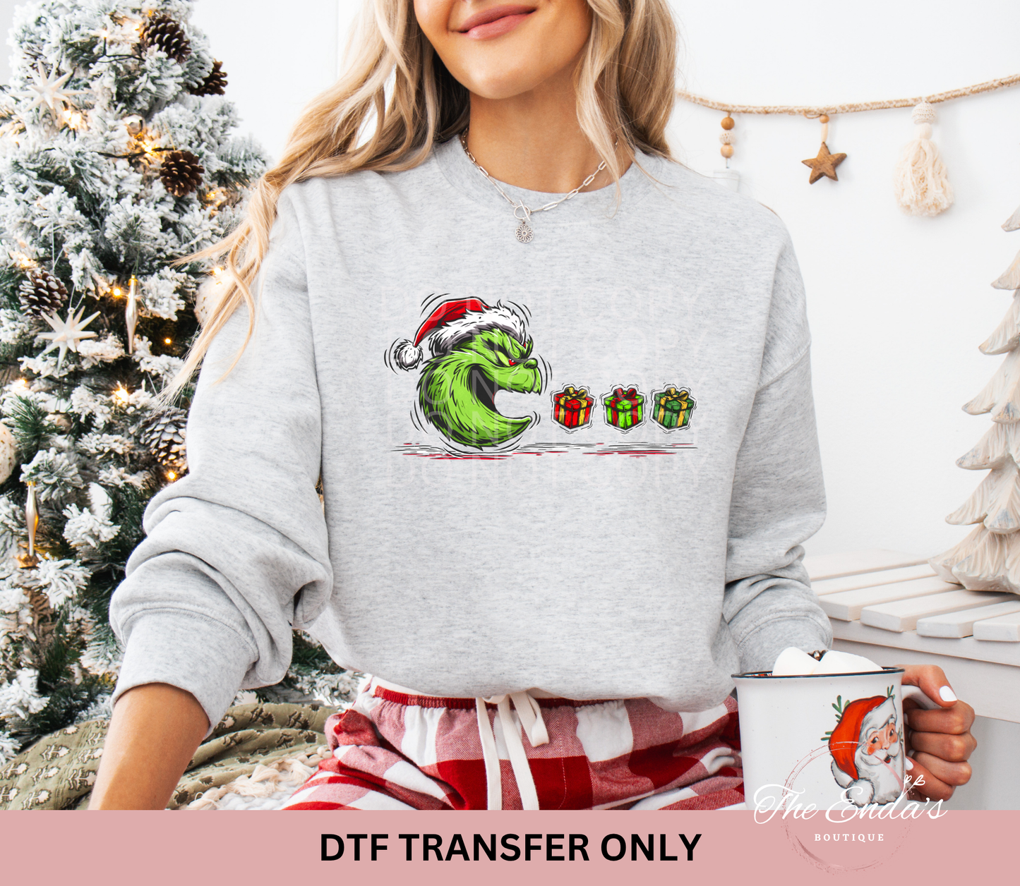 Green Man Chasing Presents DTF Transfer