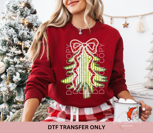 Seersucker Christmas Tree Coquette DTF Transfer